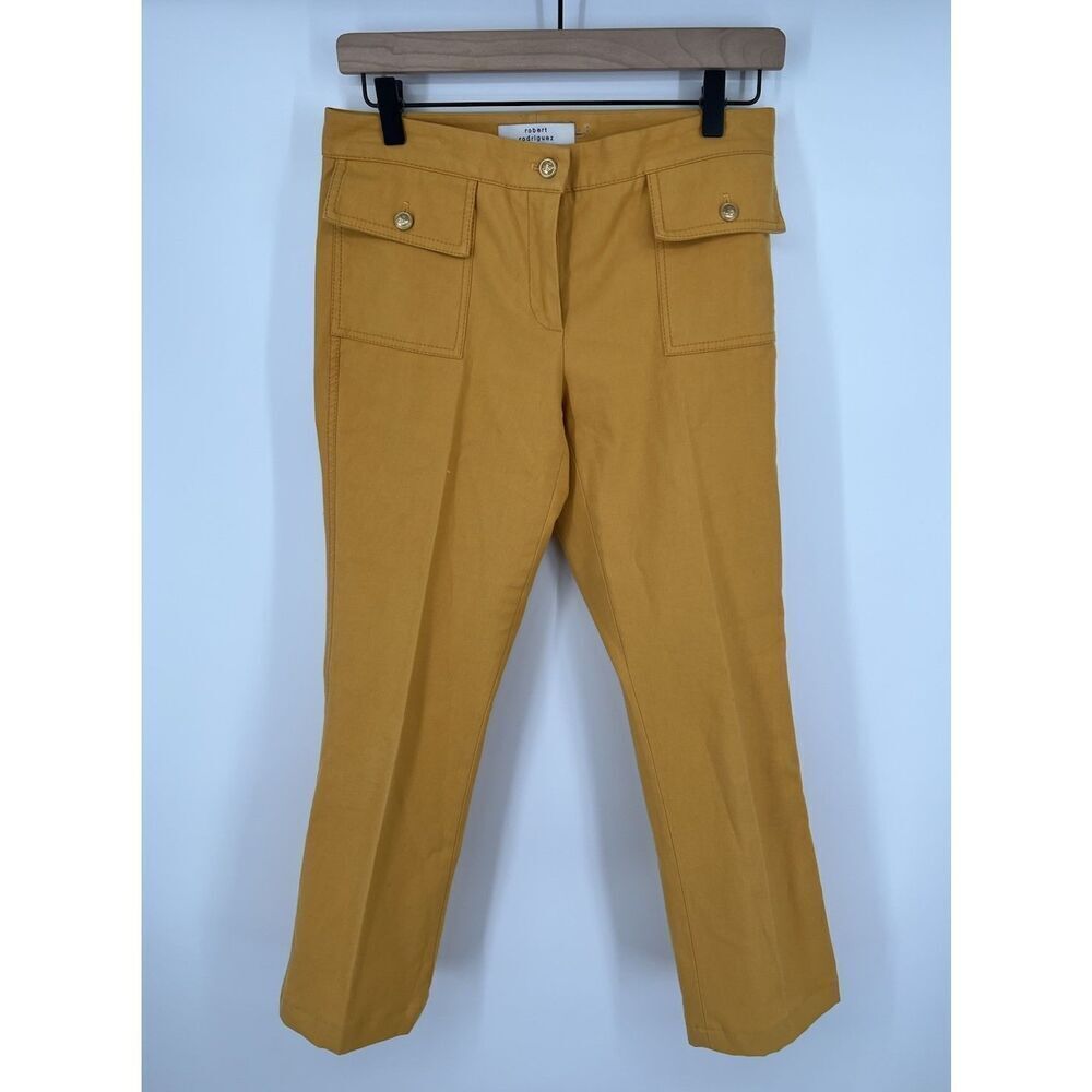Robert Rodriguez Nautical Yellow Pants Size 2 Straight Leg Pockets Button